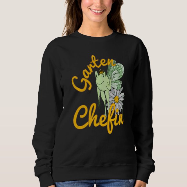 Garden Saying Garden Chef Frog Elf With Flower T Shirt (Framsida)