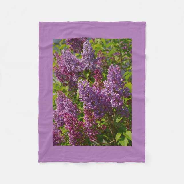 Garden scen, lila lilaktor, blommor, natur fleecefilt (Framsidan)