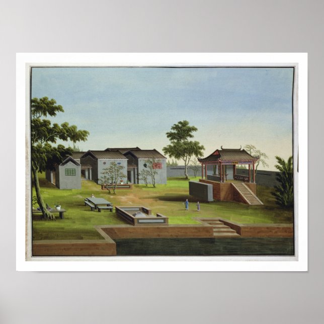 Garden Scene, c.1820-40 (w/c på papper) 3 Poster (Framsidan)