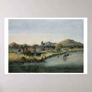 Garden Scene, c.1820-40 (w/c på papper nivå) Poster