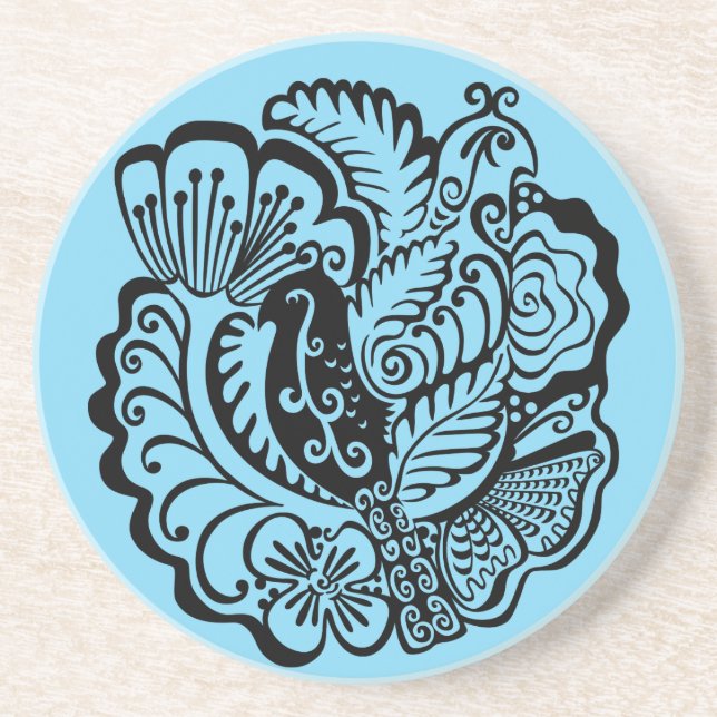 Garden Scene med Birds Sandstone Underlägg Sandsten (Framsidan)