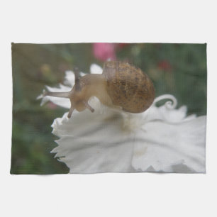 Garden Snigel och White Carnation Kitchen Towel Kökshandduk