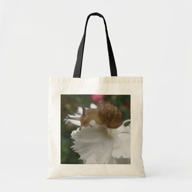 Garden Snigel och White Carnation Tote Bag Tygkasse (Framsidan)