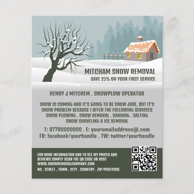 Garden Snö, Snö Removal Company Advertising Flygblad (Framsidan)