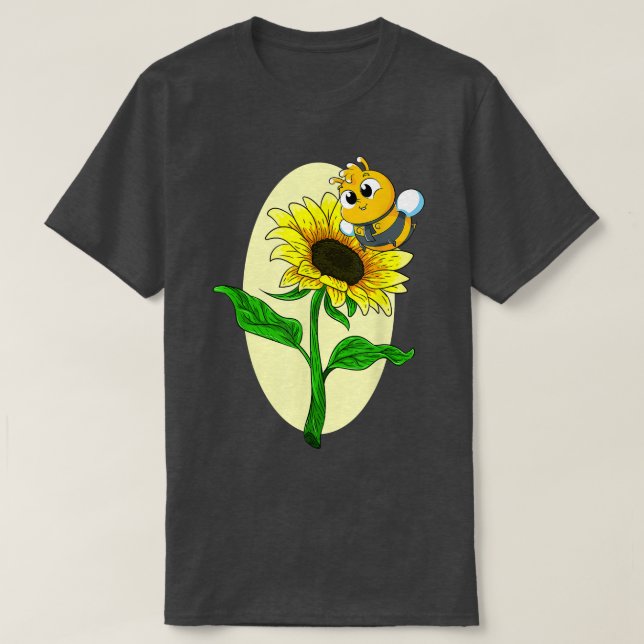 Garden Solros Cute Bee Gult Flower Hippie Sol T Shirt (Design framsida)
