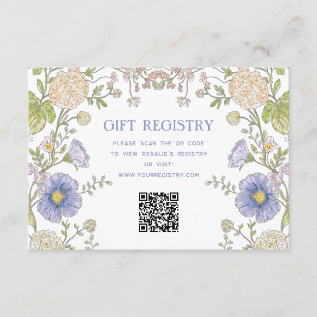 Garden Spring Floral Bridal Shower QR Code Tilläggskort (Framsida)