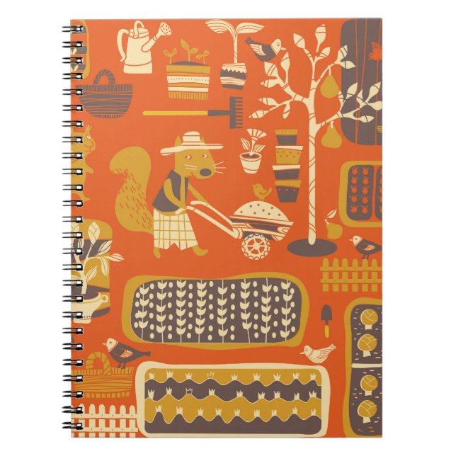 Garden Squirrels: Whimsical Animal Scene Anteckningsbok (Framsidan)