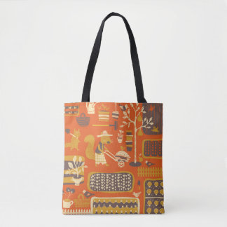 Garden Squirrels: Whimsical Animal Scene Tygkasse