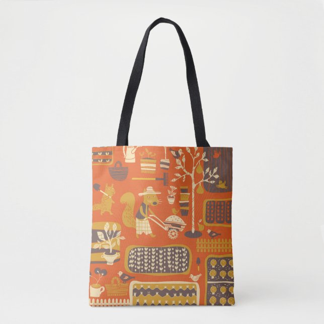 Garden Squirrels: Whimsical Animal Scene Tygkasse (Framsida)