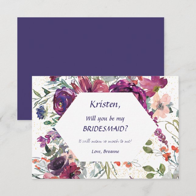 Garden Stänk be min bridesmaid Inbjudningar (Fram/baksida)