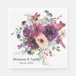 Garden Stänk Modern Blommigt Bröllop Pappersservett