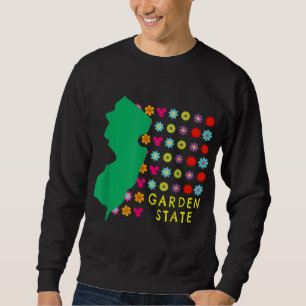 Garden State NJ Söt Flowers New jersey Karta Grap Lång Ärmad Tröja