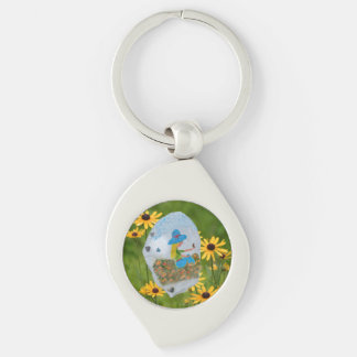 Garden Sten-målning Swirl Silverfärgad Nyckelring