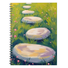 Garden Stepping Stones Watercolor Painting Anteckningsbok
