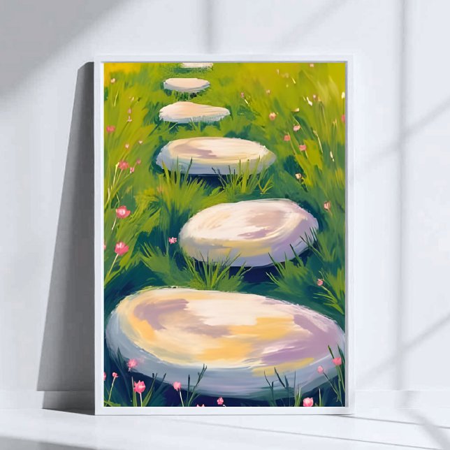 Garden Stepping Stones Watercolor Painting Poster (Skapare uppladdad)