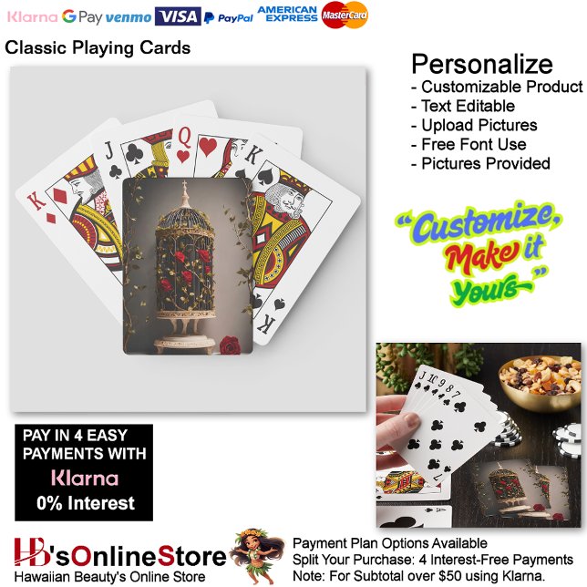 Garden Stollig Blommigt Bird Cage Uppspelningskort Casinokort (Garden Whimsy Floral Bird Cage Playing Cards.
)