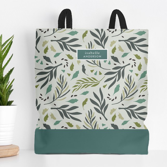 Garden Stollig Greenery Monogram Tygkasse (Skapare uppladdad)