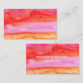 Garden Sunrise Rosa Orange Watercolor Bröllop Placeringskort