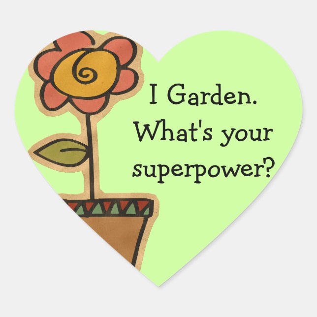 Garden Superpower Hjärtformat Klistermärke (Framsida)