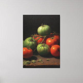 Garden Symphony: Red and Grönt Tomato Oljemålning Canvastryck
