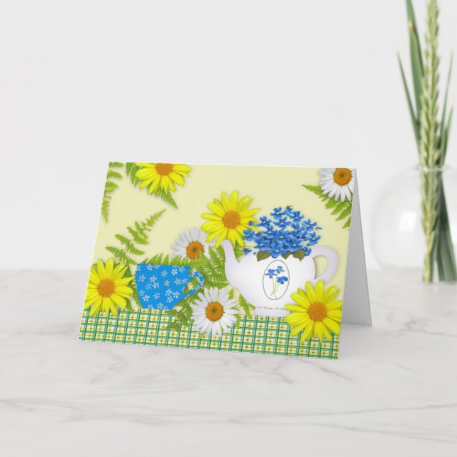 Garden Tea Birthday Card Kort (Framsida)