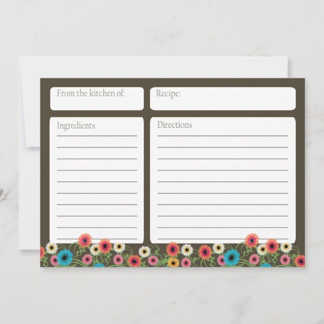 Garden Tea Blommigt 5x7-receptkort (Framsida)