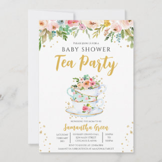 Garden Tea Party Baby Shower Inbjudningar