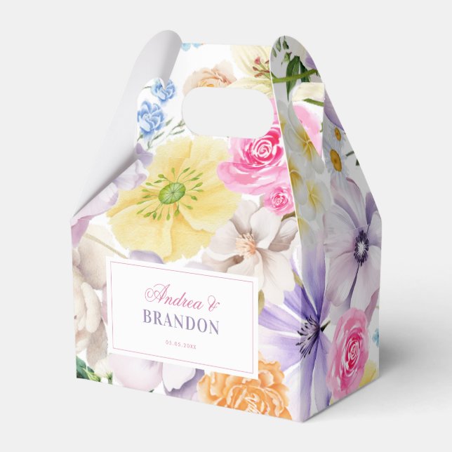 Garden Tea Party Blommigt Aesthetic Namn Bröllop Presentaskar (Framsidan Sidan)