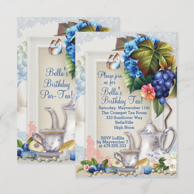 Garden Tea Party-inbjudan Inbjudningar (Fram/baksida)