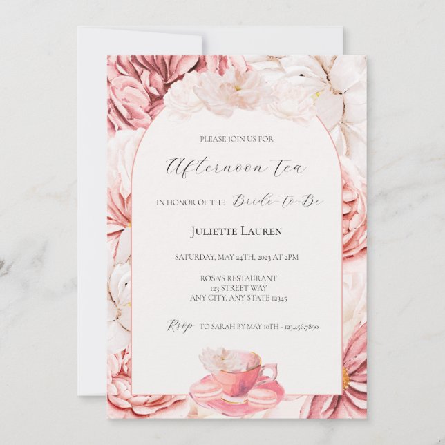 Garden Tea Party Inbjudningskort för möhippan (Framsida)