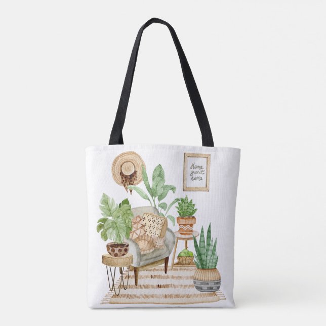Garden Theme Tote Bag Tygkasse (Baksida)