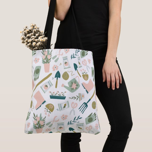 Garden Time Tote Bag Tygkasse (Närbild)