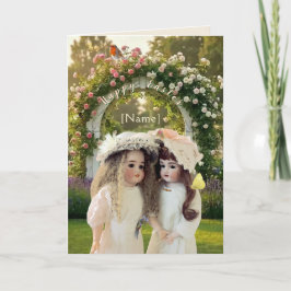 Garden Trellis Antique Dolls 5" x 7" Card Tack Kort