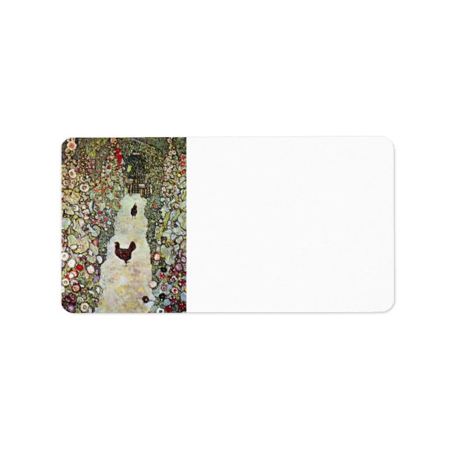 Garden Väg med Chickens av Gustav Klimt Adressetikett (Framsidan)