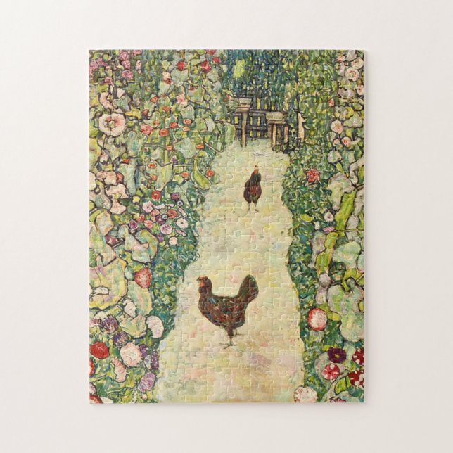 Garden Väg med Chickens av Gustav Klimt Pussel (Vertikal)