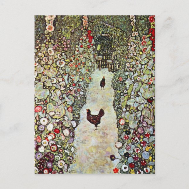Garden Väg med Chickens av Gustav Klimt Vykort (Framsida)