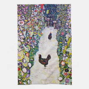 Garden Väg med Chickens, Gustav Klimt Kökshandduk