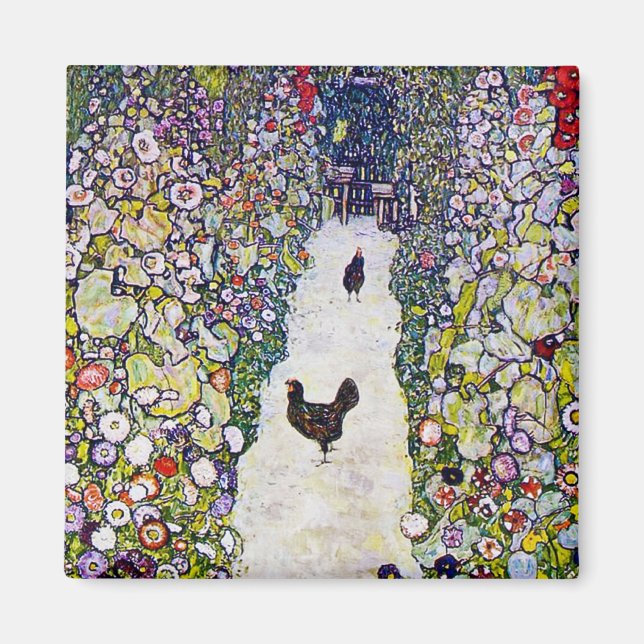 Garden Väg med Chickens, Gustav Klimt Magnet (Framsidan)