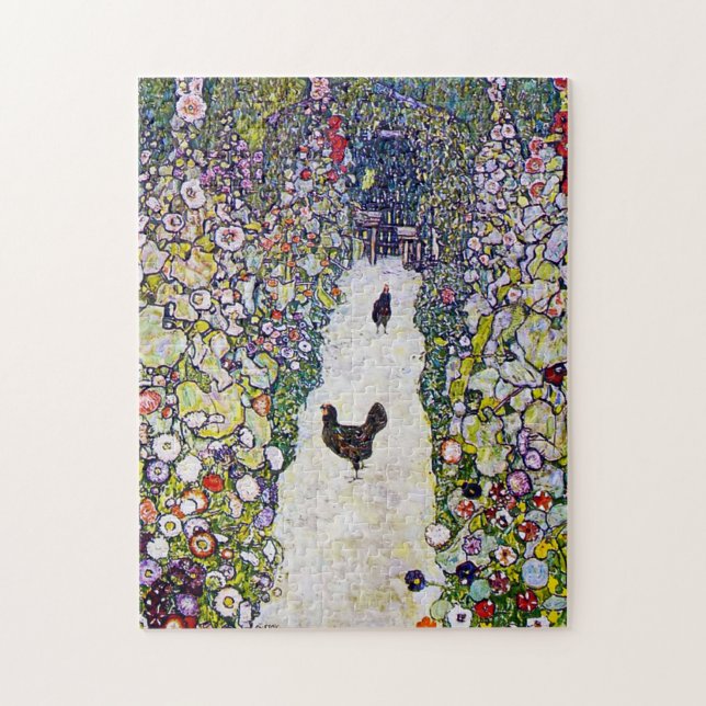 Garden Väg med Chickens, Gustav Klimt Pussel (Vertikal)
