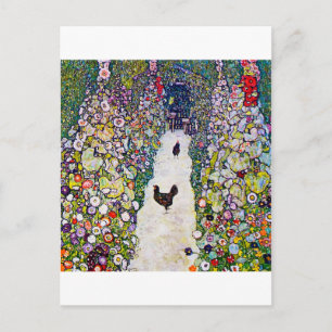 Garden Väg med Chickens, Gustav Klimt Vykort