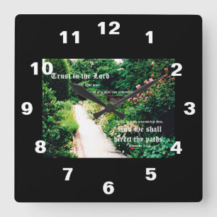 Garden Väg Proverbs 3:5 till 6 Fyrkantig Klocka