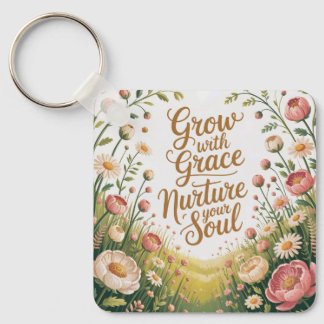 Garden Väg Scene växer med Grace Quote Nyckelring