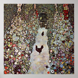 Garden Väg, Tupp & Chickens, av Gustav Klimt Poster