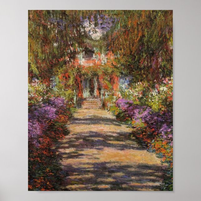 Garden Väg vid Giverny 1902 av Claude Monet Poster (Framsidan)