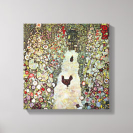 Garden Väg w Chickens, Gustav Klimt, Art nouveau Canvastryck