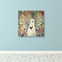 Garden Väg w Chickens, Gustav Klimt, Art nouveau Canvastryck