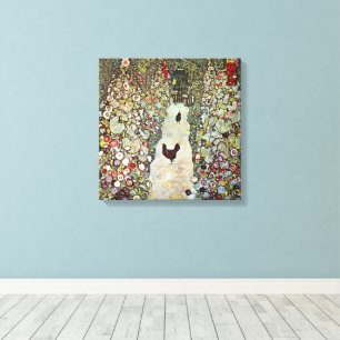 Garden Väg w Chickens, Gustav Klimt, Art nouveau Canvastryck