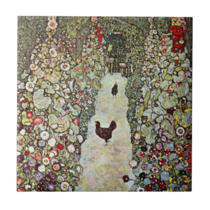 Garden Väg w Chickens, Gustav Klimt, Art nouveau Kakelplatta