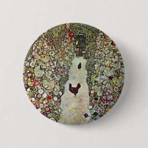 Garden Väg w Chickens, Gustav Klimt, Art nouveau Knapp