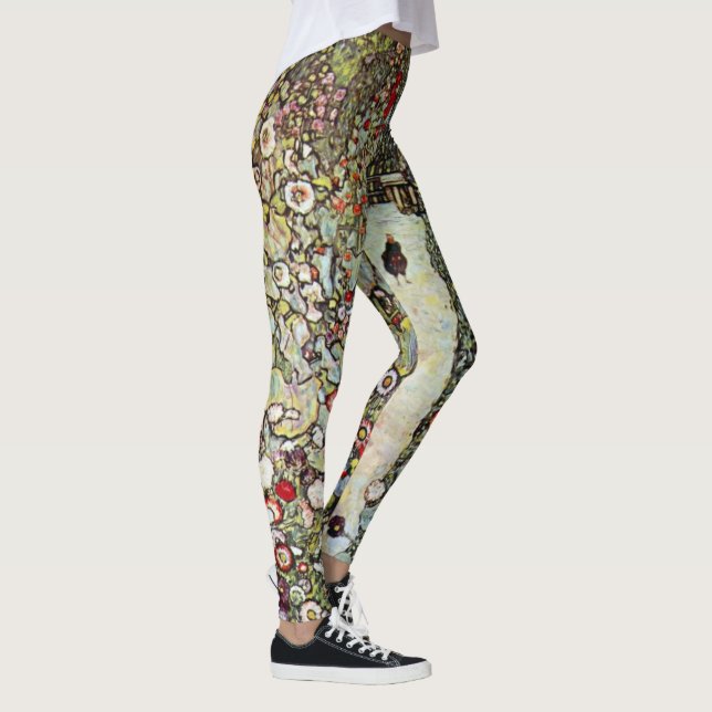 Garden Väg w Chickens, Gustav Klimt, Art nouveau Leggings (Höger)